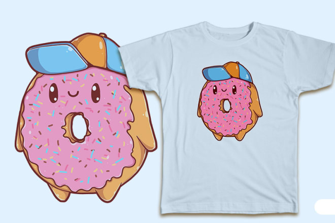 I will create cute t shirt design foods illustration
