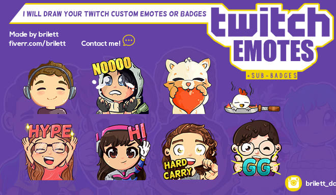 I will create for you high quality twitch emotes or sub badges