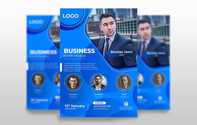 I will create modern flyer, poster, leaflet, postcard design