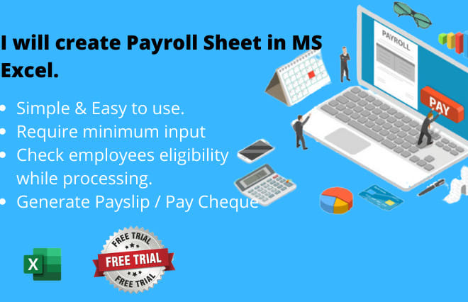 I will create payroll sheet in ms excel