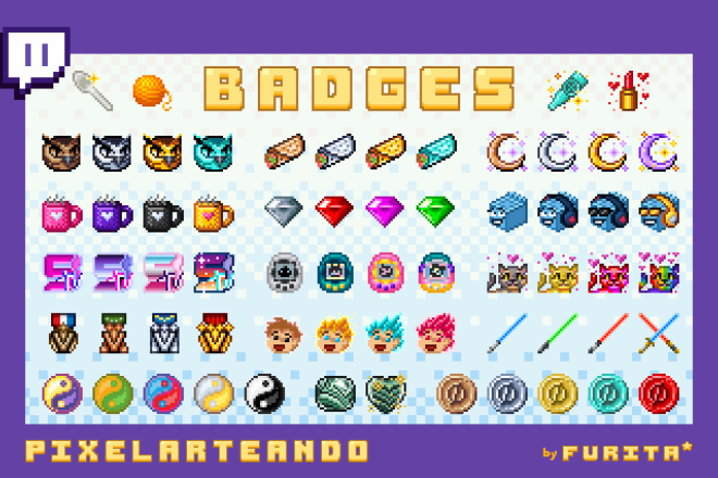 I will create pixel art bit badges