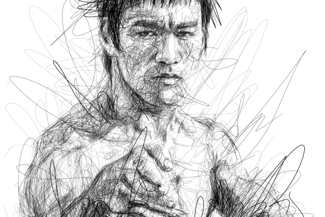 I will create your scribble art portrait with my line style