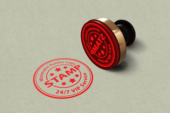 I will design a minimalist rubber stamp logo or 3d model