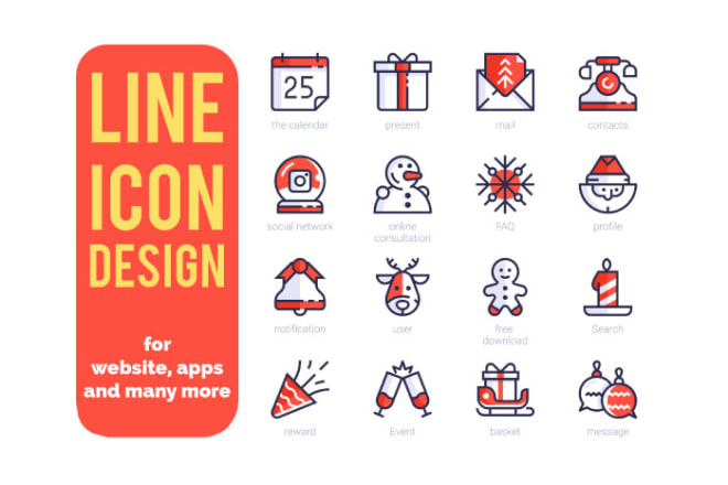 I will design awesome flat line icons set for websites and apps