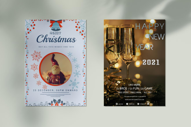 I will design christmas card, invitation, party, and holiday card
