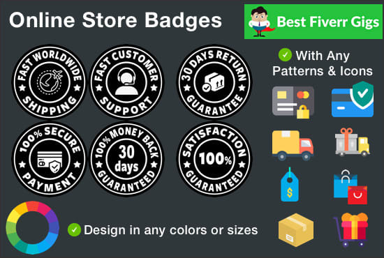 I will design ecommerce trust badges, sale badges, guarantee badges