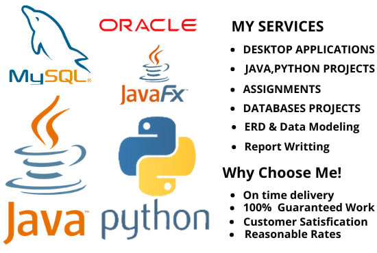 I will design erd sql mysql oracle database and make java python programming assignment