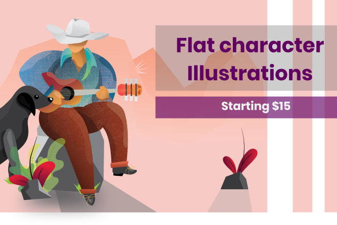 I will design flat character illustrations