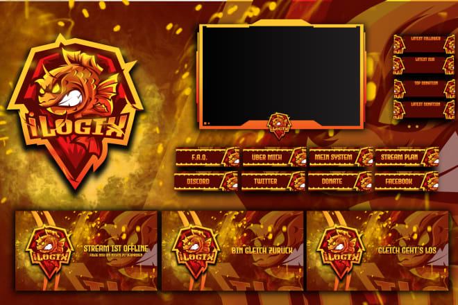 I will design mixer or twitch overlay, logo for your stream
