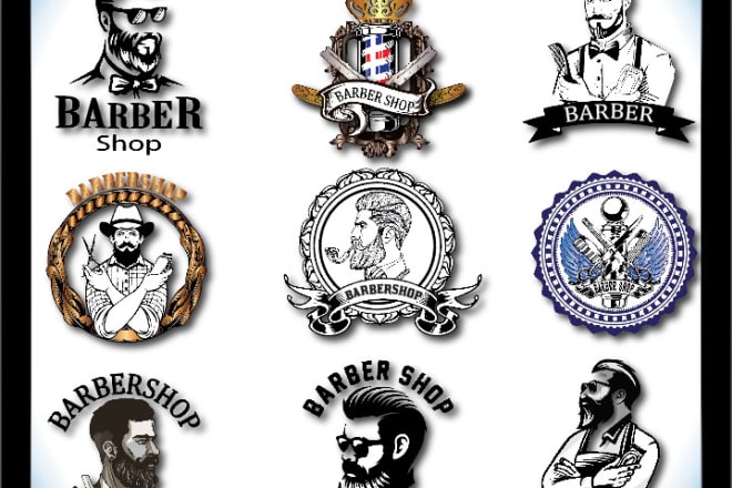 I will design professional barber shop logo and business cards