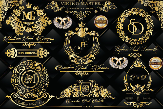 I will design royal luxury wedding monogram logo in 24 hour