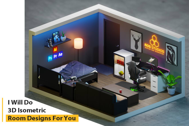 I will do a 3d isometric room designs for you