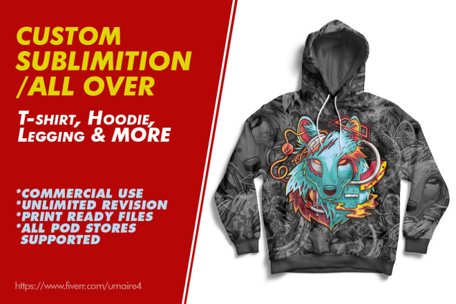 I will do all over sublimation hoodie, t shirt, sweatshirt design