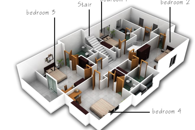 I will do attractive and realistic 3d floor plan rendering