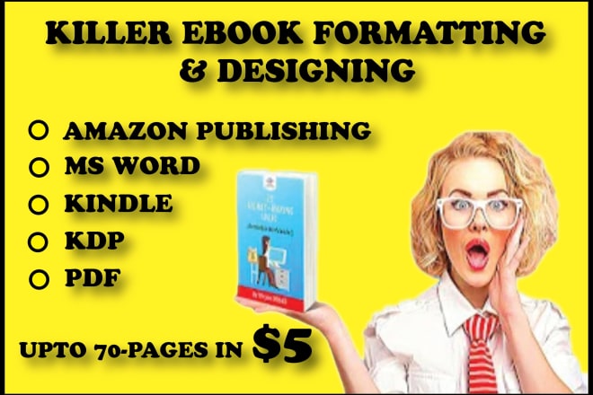 I will do book or ebook formatting and layout design for pdf, kdp, kindle