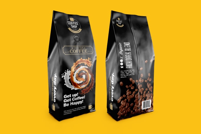 I will do coffee packaging, coffee bag design, coffee label design