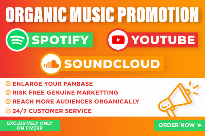 I will do organic soundcloud spotify youtube music promotion