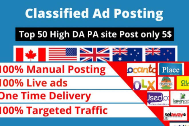 I will do publish your ad best rank classified ad posting site USA,UK