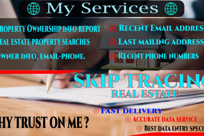 I will do real estate estate skip tracing and data entry services by tloxp