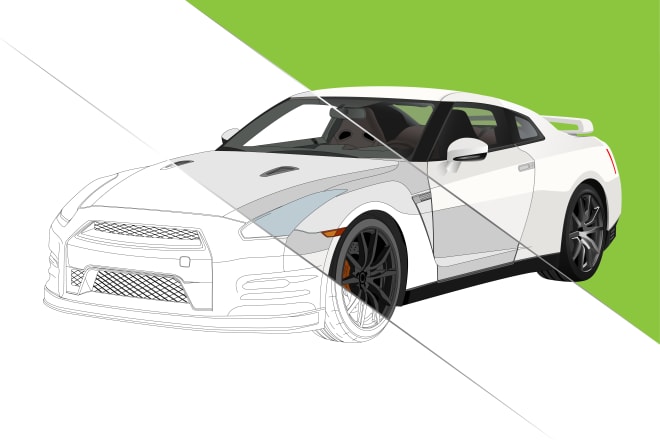 I will do vector drawing, line art your car, equipment