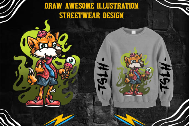 I will draw awesome illustration streetwear style tshirt design