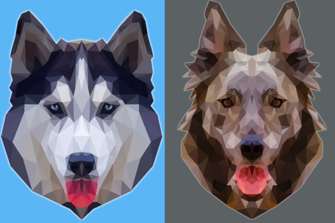 I will draw custom pet portrait with a low poly art style