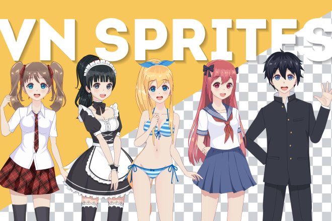 I will draw visual novel anime character sprites in vector graphics