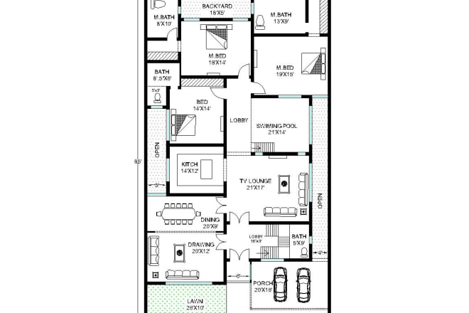 I will draw your architectural, 2d floor, house plans in autocad