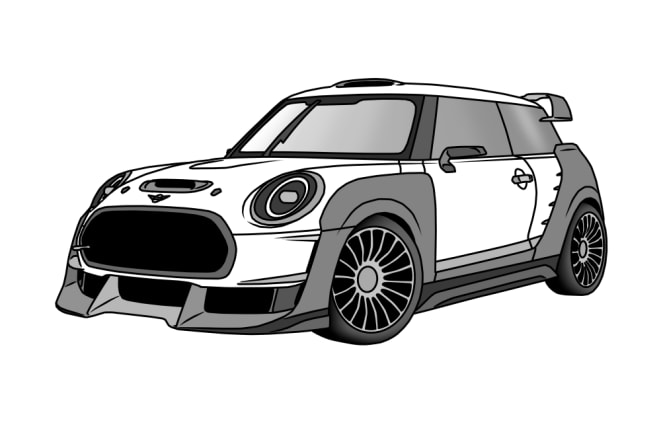 I will draw your or any car into simple digital line drawing