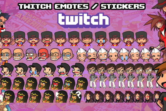 I will illustrate 6 twitch youtube emotes or stickers