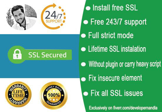 I will install ssl certificate free https, cloud server vps dedicated server