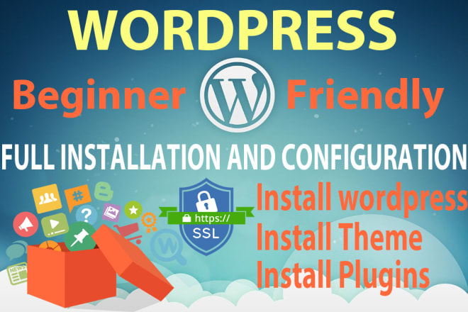 I will install wordpress setup theme, do customization and free SSL