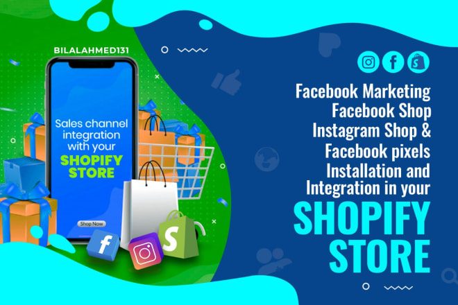 I will integrate facebook shop fb marketing ig shop sales channels with shopify