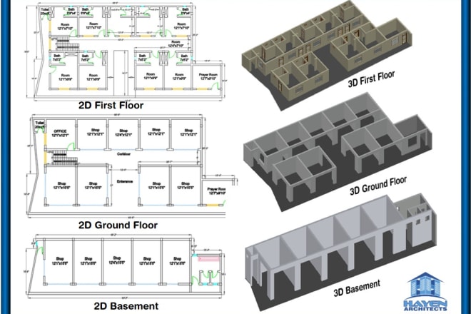 I will make 2d floor plan and 3d in auto cad