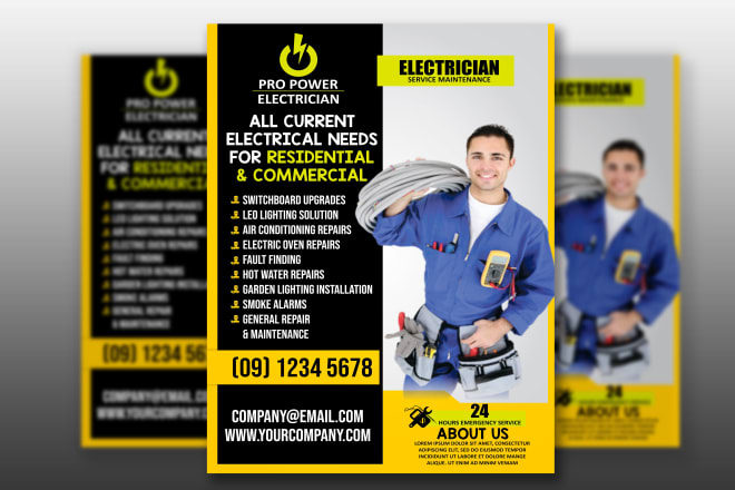 I will make electrician flyer auto repair flyer,solar flyers