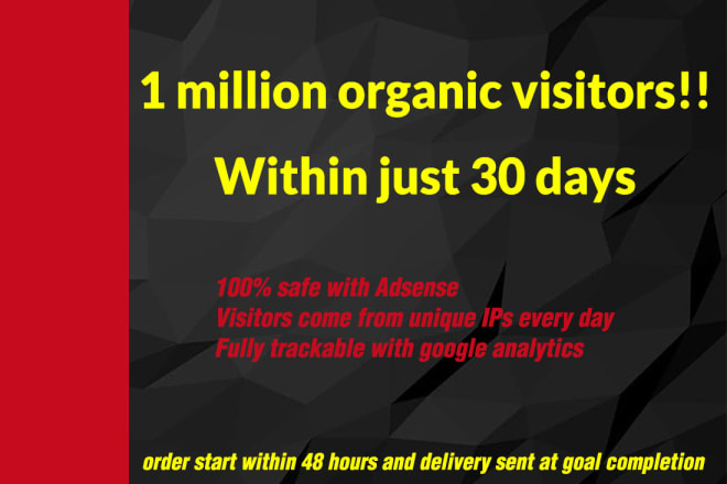I will provide 1 million organic visitors within 30 days