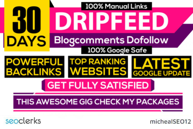 I will provide you 30 days SEO package including blog comments