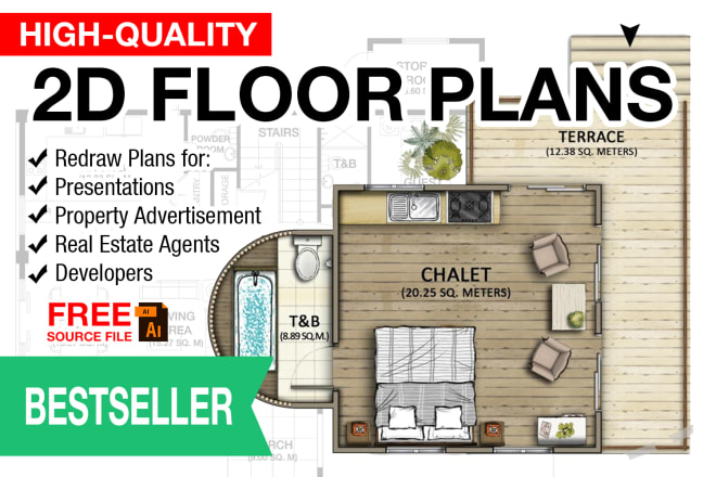 I will redraw 2d floor plans for real estate presentations