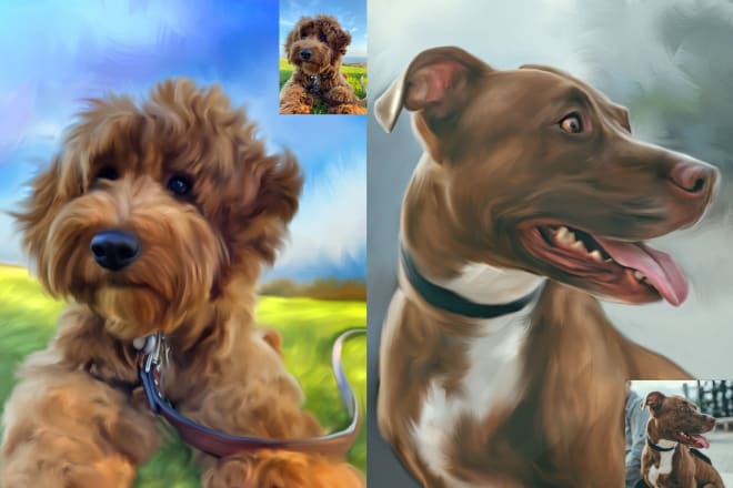 I will turn your pet portrait into digital oil painting