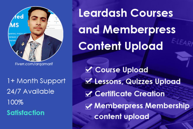 I will upload learndash course and memberpress content