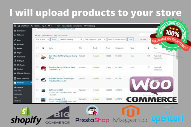 I will upload or add products to any website like woocommerce, shopify data entry, etc