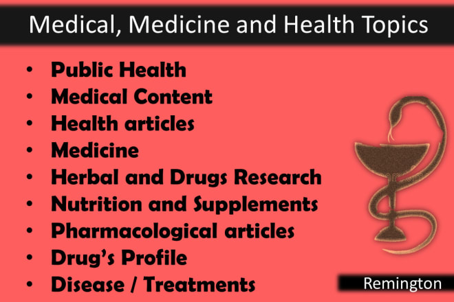 I will write articles on medical, medicines, health and supplements