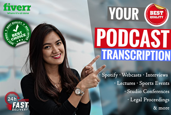 I will accurately transcribe podcast audio or video to text fast transcription service