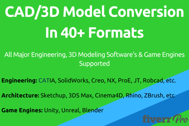 I will convert 3d models, cad data in 40 formats