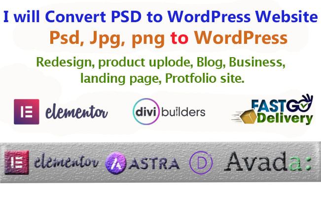 I will convert PSD to wordpress website within today with elementor pro, divi builder