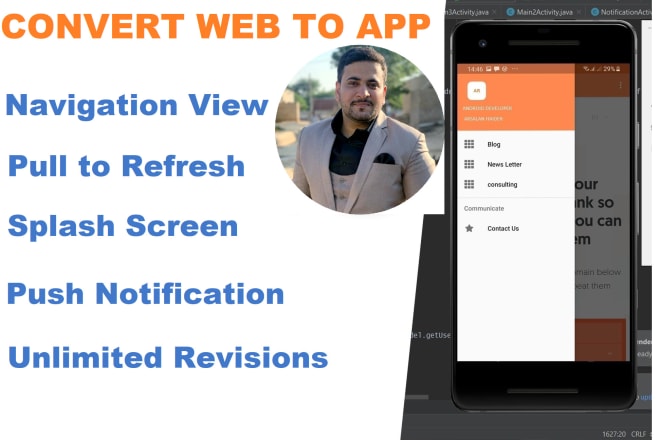 I will convert website to android app in 1 hour