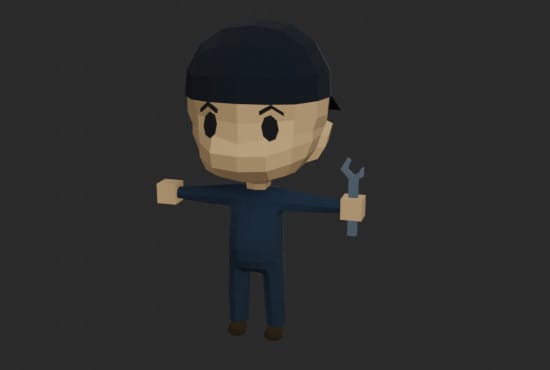 I will create a 3d low poly character