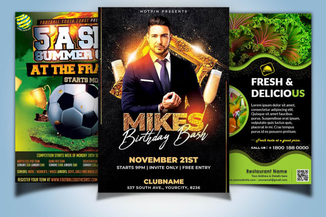 I will create a professional birthday, food, sports and event flyer