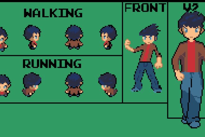 I will create an awesome custom pokemon character sprite sheet in pixel art for you