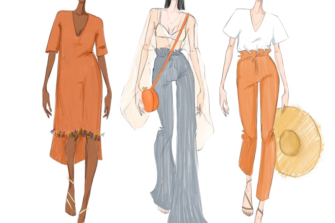 I will create fashion illustrations or sketches